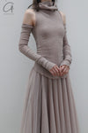 marc le bihan off shoulder turtleneck top 26952 E23 ROSE ANCIEN